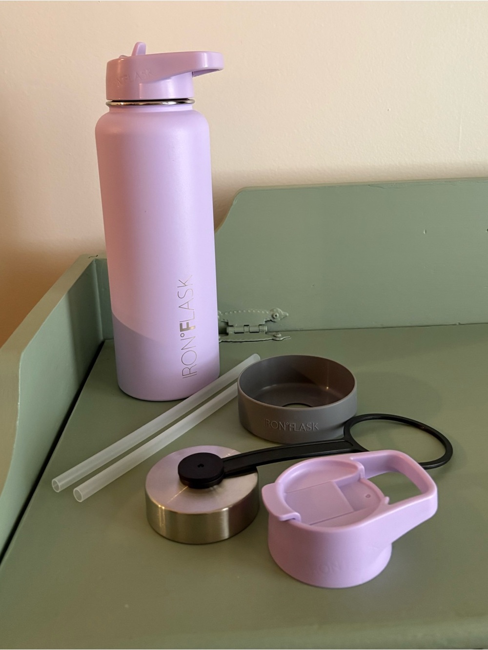 Ironflask 40oz Lavender Stainless Steel Water Bottle with 3 Lids